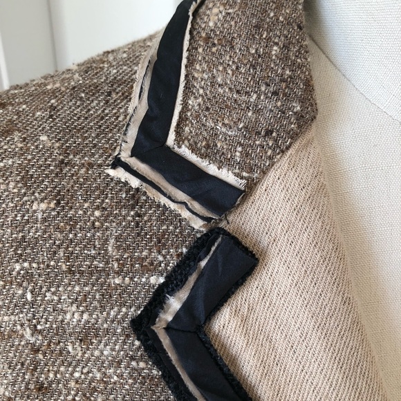 PRADA Silk Tweed Black Trim Beige Blazer 03-5245-8581 - Picture 5 of 14